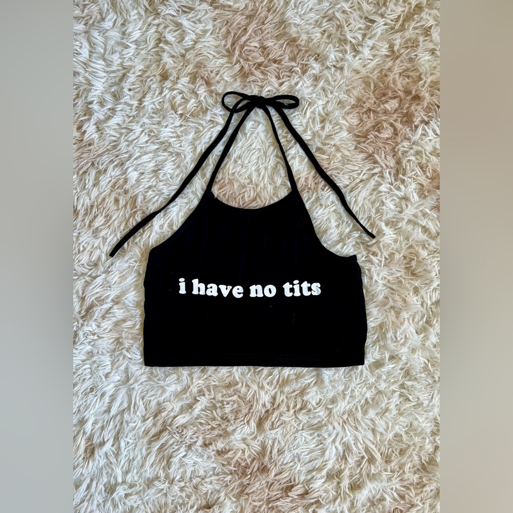Slogan High Neck Halter Top